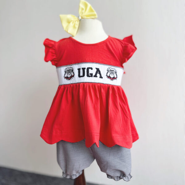 Back to School UGA Bulldogs Smocked 2 Piece Set