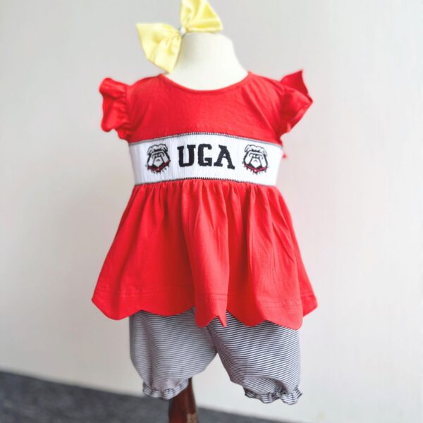 Back to School UGA Bulldogs Smocked 2 Piece Set