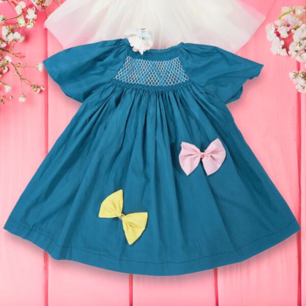 Classic Dark Blue Smocked Bishop Dress