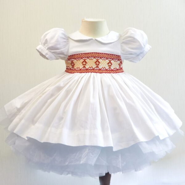 Geometric smocked vintage dress