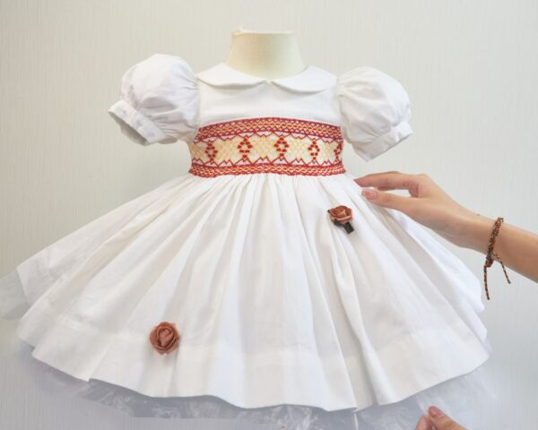 Geometric smocked vintage dress