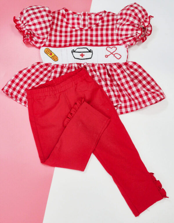 Nursery Dream Red Gingham Smocked Set