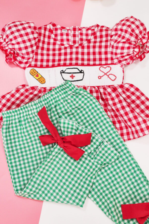 Nursery Dream Red Gingham Smocked Set