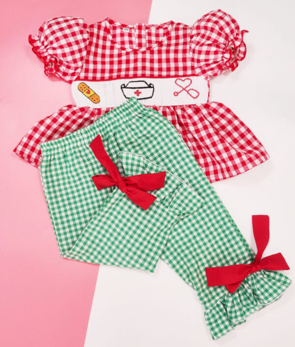 Nursery Dream Red Gingham Smocked Set