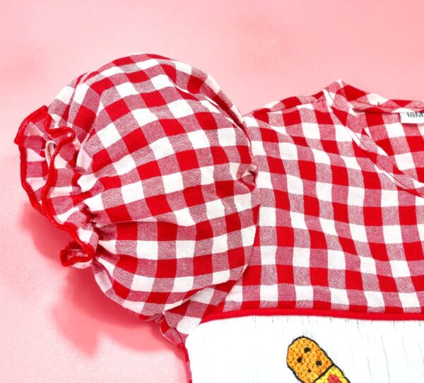 Nursery dream red gingham smocked romper