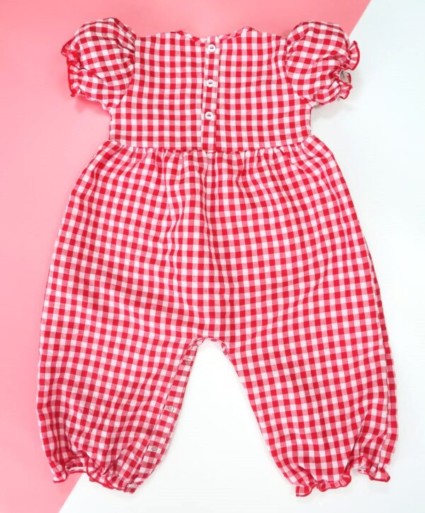 Nursery dream red gingham smocked romper