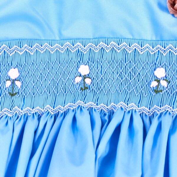 blue 2 string smocked dress