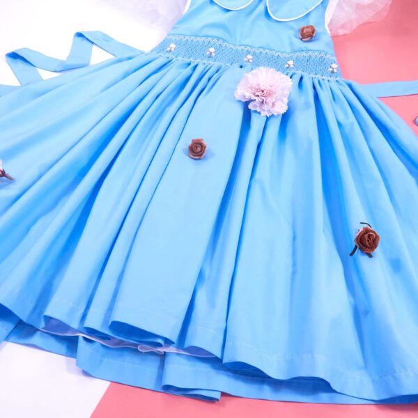 blue 2 string smocked dress