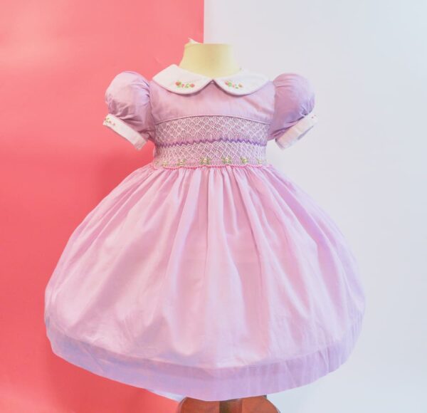 pink flower smocked dress