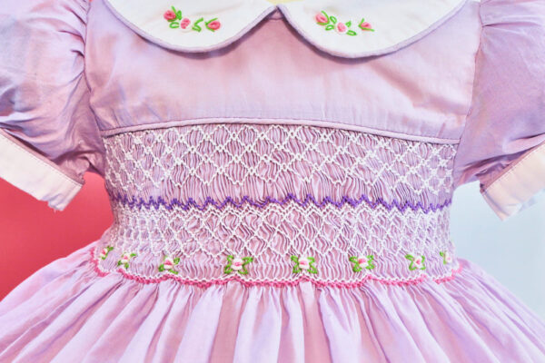 pink flower smocked dress