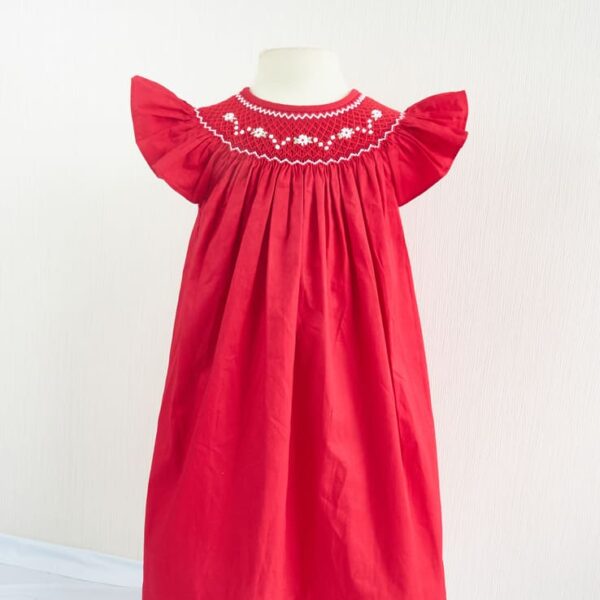 red smocked bishop dress 3