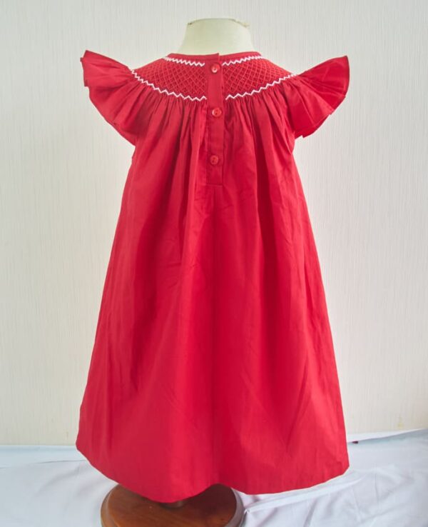 red smocked bishop dress